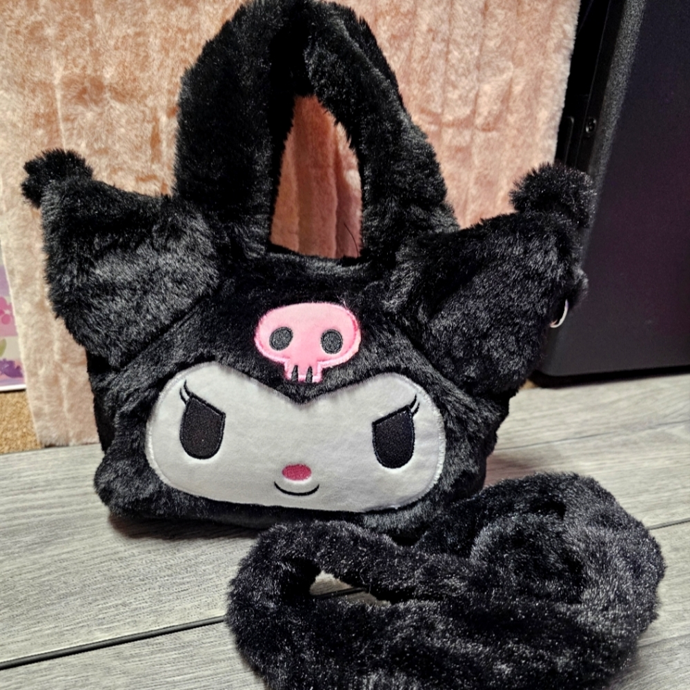 Sanrio Kuromi Plush Crossbody Handbag Kawaii Y2K Hello Kitty Cartoon Purse